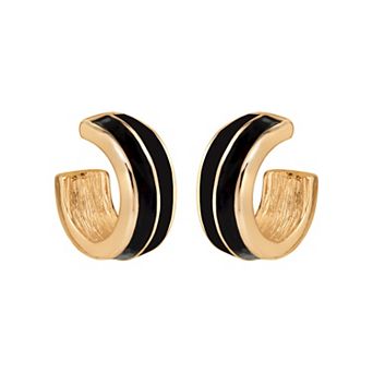 Emberly Gold Tone Enamel Chunky Hoop Earrings