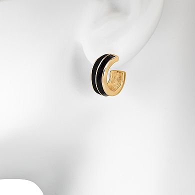 Emberly Gold Tone Enamel Chunky Hoop Earrings