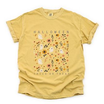 Simply Sage Market Halloween Floral And Ghost Collage Garment Dyed Tee