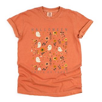 Simply Sage Market Halloween Floral And Ghost Collage Garment Dyed Tee