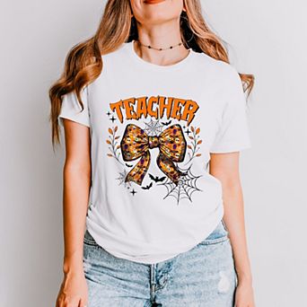 Simply Sage Market Coquette Halloween Teacher Short Sleeve Tee