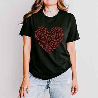 Simply Sage Market Valentine Leopard Heart Short Sleeve Tee