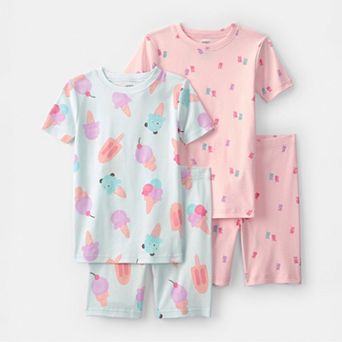 Girls 4-14 Carter’s Snug Fit Cotton 4 pc Pajama Top & Pajama Shorts Set