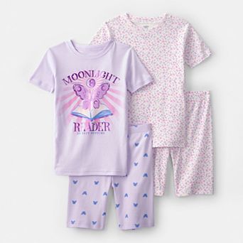 Girls 4-14 Carter’s Snug Fit Cotton 4 pc Pajama Top & Pajama Shorts Set