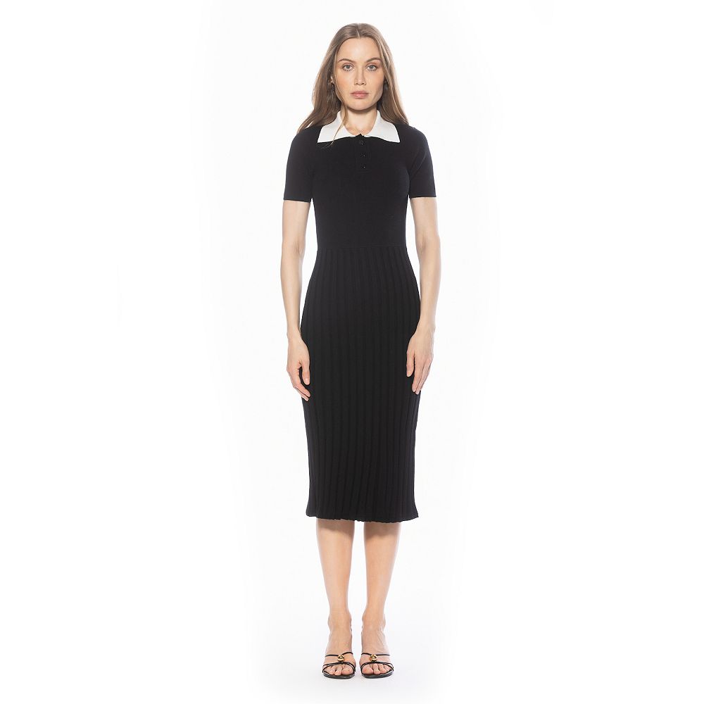 alexia admor black dress Alexia Admor Women's Lanie Collared Knit Midi Dress, Black, XS