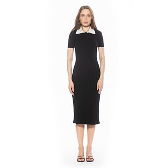 Women's ALEXIA ADMOR Collared Knit Midi Dress