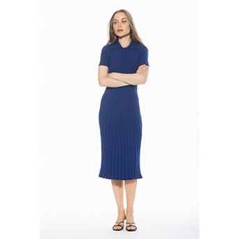 Women's ALEXIA ADMOR Collared Knit Midi Dress