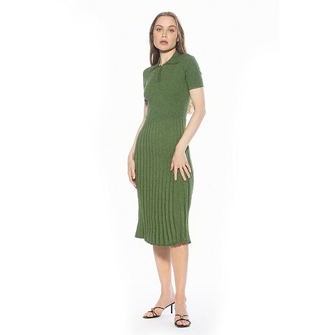 Женские платья ALEXIA Women's ALEXIA ADMOR Collared Knit Midi Dress