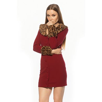 Women's ALEXIA ADMOR Faux Fur Button Down Dress
