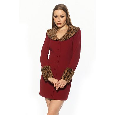 Women's ALEXIA ADMOR Faux Fur Button Down Dress