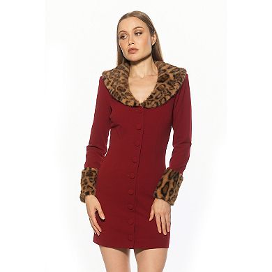 Women's ALEXIA ADMOR Faux Fur Button Down Dress