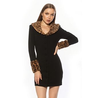 Women's ALEXIA ADMOR Faux Fur Button Down Dress