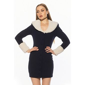 Women's ALEXIA ADMOR Faux Fur Button Down Dress