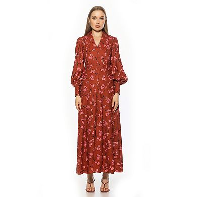 Women's ALEXIA ADMOR Blouson Sleeve Collared Button Down Dress