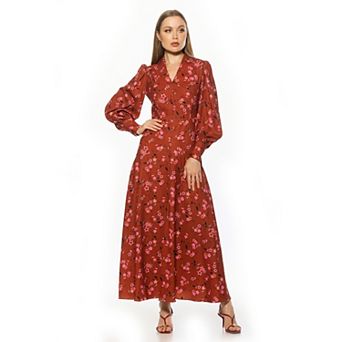 Women's ALEXIA ADMOR Blouson Sleeve Collared Button Down Dress