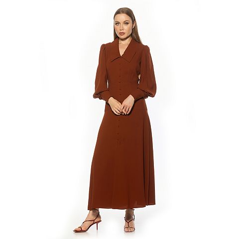 Женские платья ALEXIA Women's ALEXIA ADMOR Blouson Sleeve Collared Button Down Dress