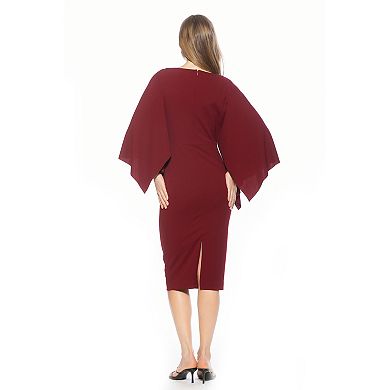 Women's ALEXIA ADMOR Billie Boatneck Long Drape Sleeves Midi Dress