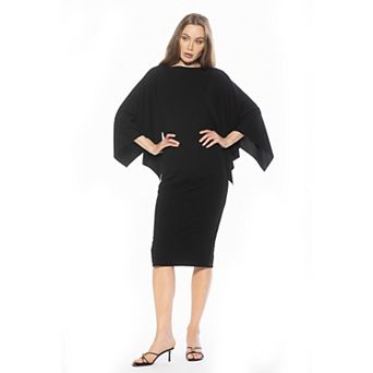 Women's ALEXIA ADMOR Billie Boatneck Long Drape Sleeves Midi Dress