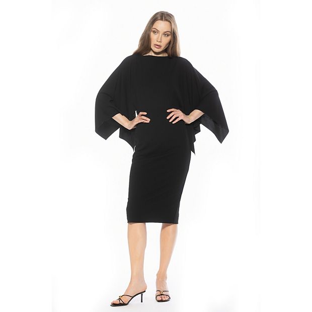 knee length dresses for ladies Short Sleeve Twist Drape Midi Dress Black – Roland Mouret main image 0