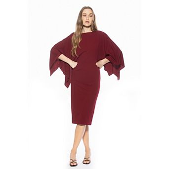 Women's ALEXIA ADMOR Billie Boatneck Long Drape Sleeves Midi Dress