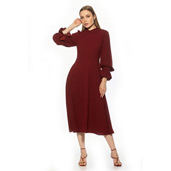 Women's ALEXIA ADMOR Collared Fit & Flare Midi Dress