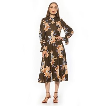 Women's ALEXIA ADMOR Collared Fit & Flare Midi Dress