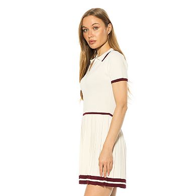 Women's ALEXIA ADMOR Jasmine Collar Contrast Pleated Knit Dress