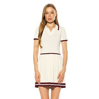 Women's ALEXIA ADMOR Jasmine Collar Contrast Pleated Knit Dress