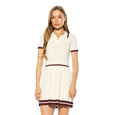 Women's ALEXIA ADMOR Jasmine Collar Contrast Pleated Knit Dress