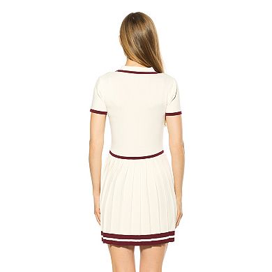 Women's ALEXIA ADMOR Jasmine Collar Contrast Pleated Knit Dress