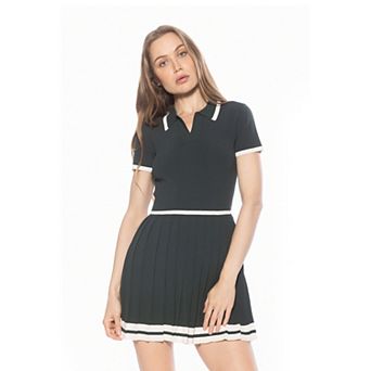 Women's ALEXIA ADMOR Jasmine Collar Contrast Pleated Knit Dress