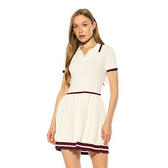 Women's ALEXIA ADMOR Jasmine Collar Contrast Pleated Knit Dress