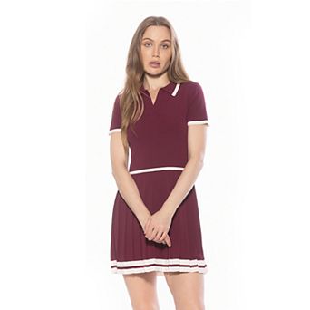 Women's ALEXIA ADMOR Jasmine Collar Contrast Pleated Knit Dress