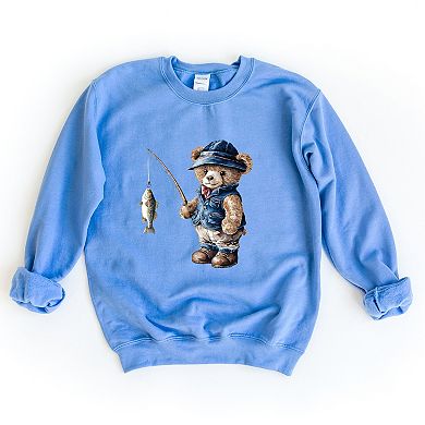 Teddy Bear Fisherman - Womens Sweatshirt