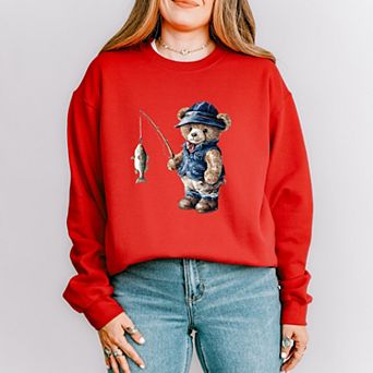 Teddy Bear Fisherman - Womens Sweatshirt