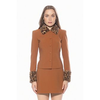 Women's ALEXIA ADMOR Faux Fur Collar & Sleeve Jacket