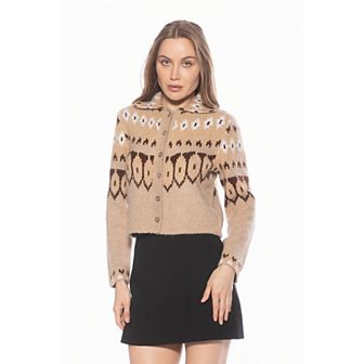 Women's ALEXIA ADMOR Knit Collared Long Sleeve Cardigan