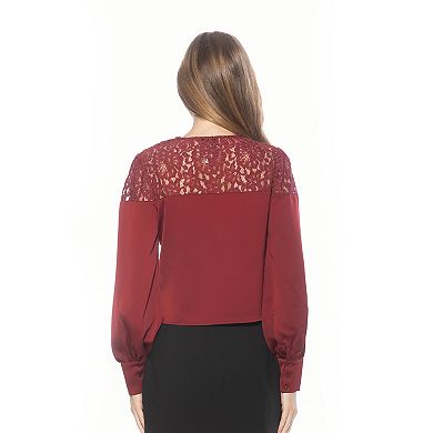 Women's ALEXIA ADMOR Bryne Lace Applique Blouson Sleeve Top