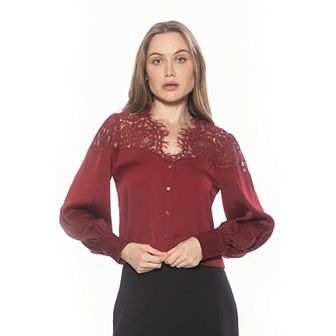 Women's ALEXIA ADMOR Bryne Lace Applique Blouson Sleeve Top