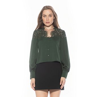 Women's ALEXIA ADMOR Bryne Lace Applique Blouson Sleeve Top