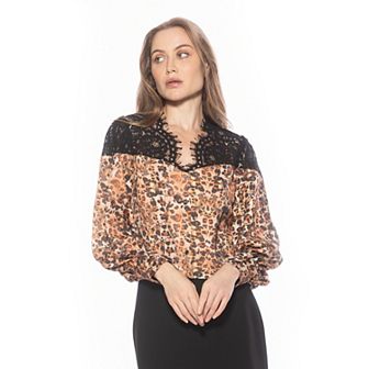 Women's ALEXIA ADMOR Bryne Lace Applique Blouson Sleeve Top
