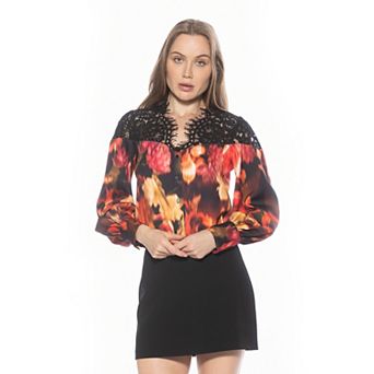 Women's ALEXIA ADMOR Bryne Lace Applique Blouson Sleeve Top