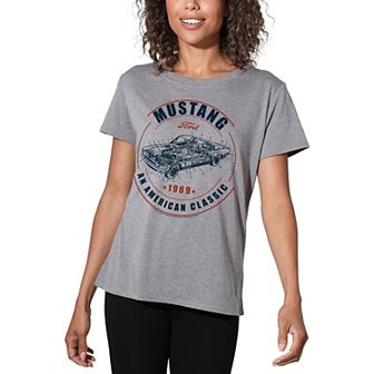 Juniors' Ford American Classic Mustang Loose Fit Graphic Tee