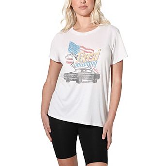 Juniors' Ford Mustang USA Loose Fit Graphic Tee
