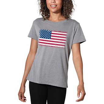 Juniors' American Flag Distress Loose Fit Graphic Tee