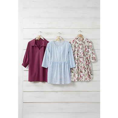 Woman Within Plus Size Three-Quarter Sleeve Full Placket Blouse