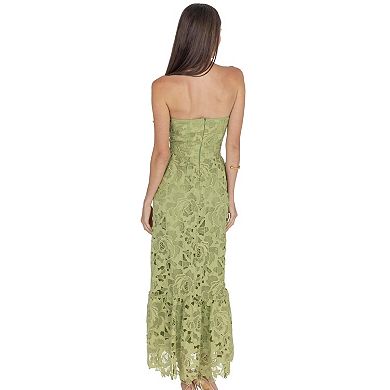 Amelia Lace Bustier Midi Dress Guipure Lace