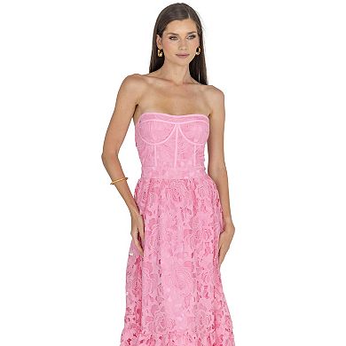 Amelia Lace Bustier Midi Dress Guipure Lace