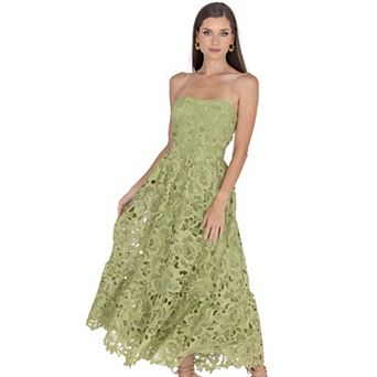 Amelia Lace Bustier Midi Dress Guipure Lace