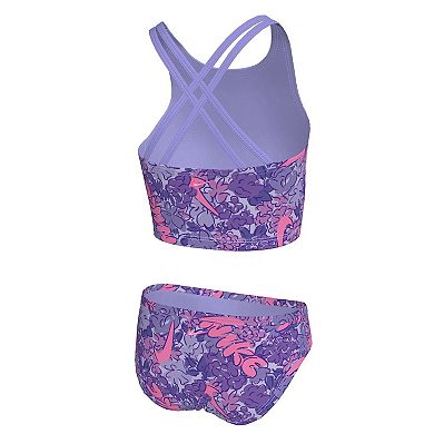 Girls 6-20 Nike 2-Piece Doodle Floral Spiderback Midkini Swim Set